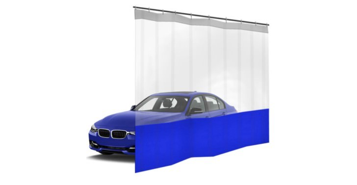 Шторы ПВХ для автомойки с окном, цвет синий 1м³